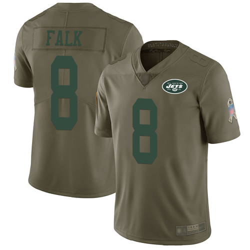 New York Jets Limited Olive Youth Luke Falk Jersey NFL Football #8 2017 Salute to Service